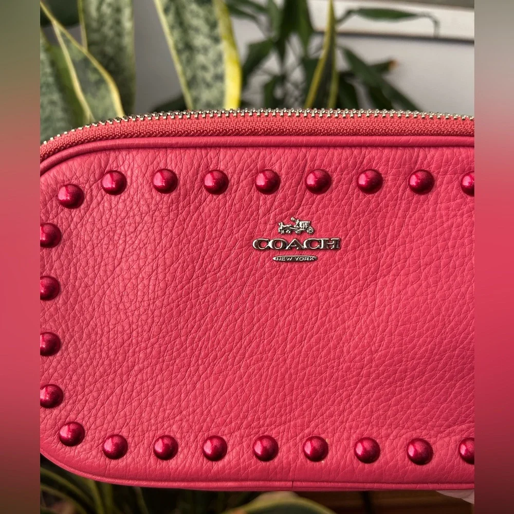 Coach Pink Studded Crossbody Pouch Bag 57587 - Picture 7 of 11